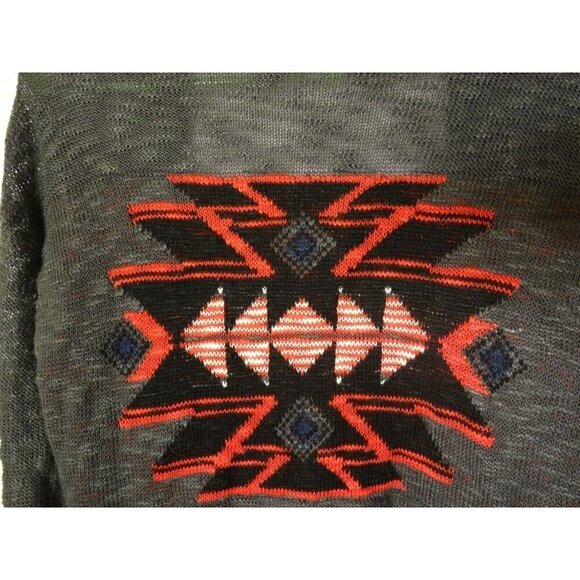 HEART N CRUSH OPEN CARDIGAN SWEATER Cool PATTERN WOMENS SIZE MEDIUM 10/12 GRAY - Picture 3 of 4